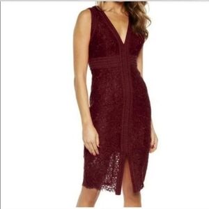 Bardot Morgan lace front slit sheath dress